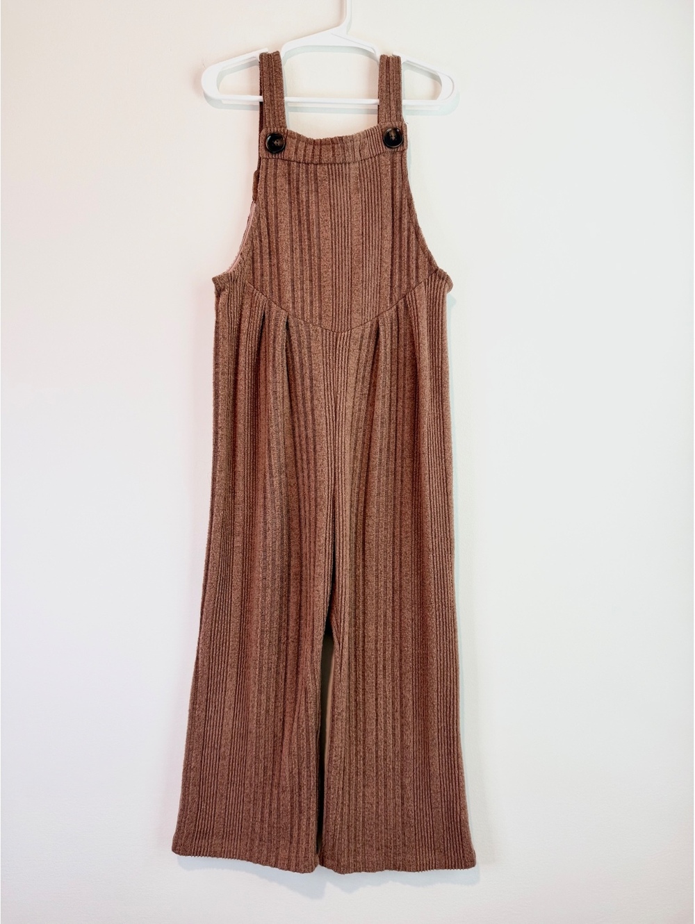 Bonnie Jean Brown Ribbed Knit Jumpsuit Overalls Size 6